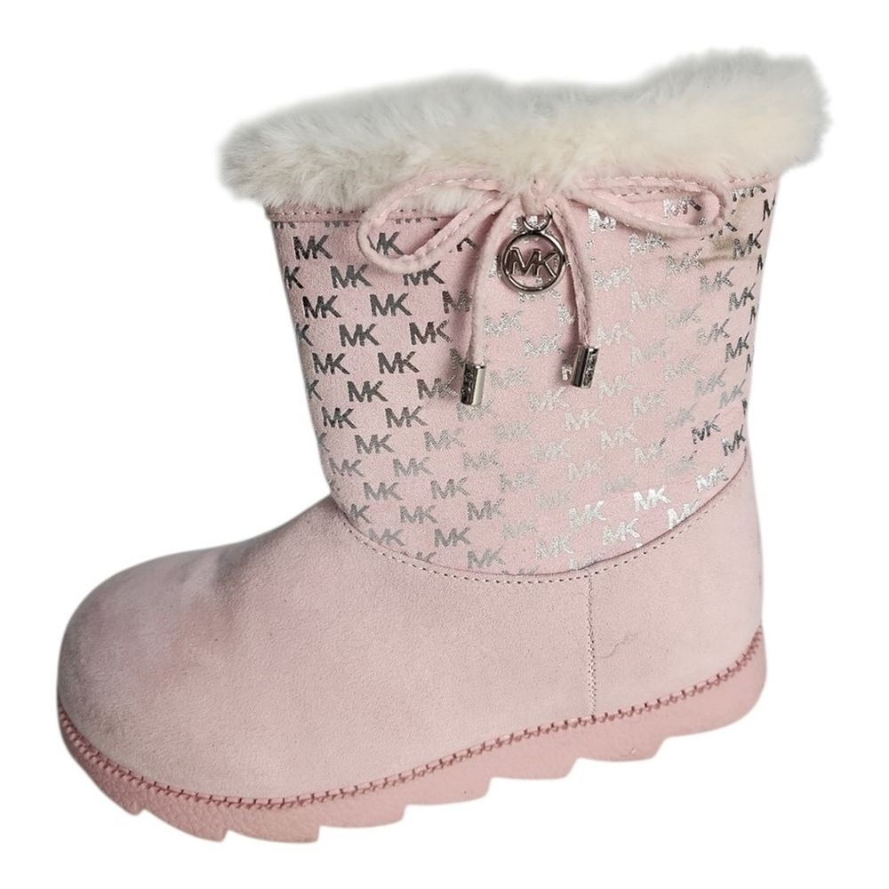 Michael Kors Payson Boots Kids Size 13 Pink Faux Fur Winter Designer Metallic MK